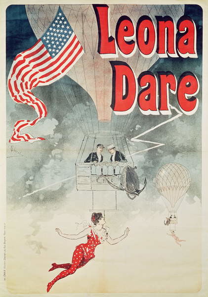 Canvas Print Ballooning: `Leona Dare' poster, 1890